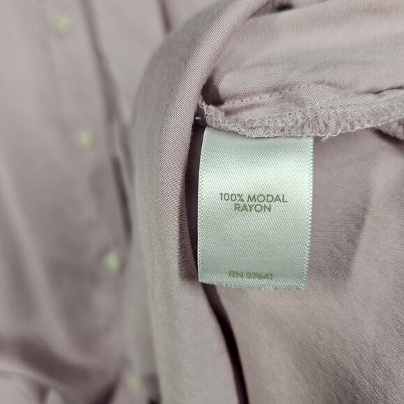 J Jill Blouse Womens Large Modal Satin Button Front Purple Lavender Career Relax - Picture 6 of 14